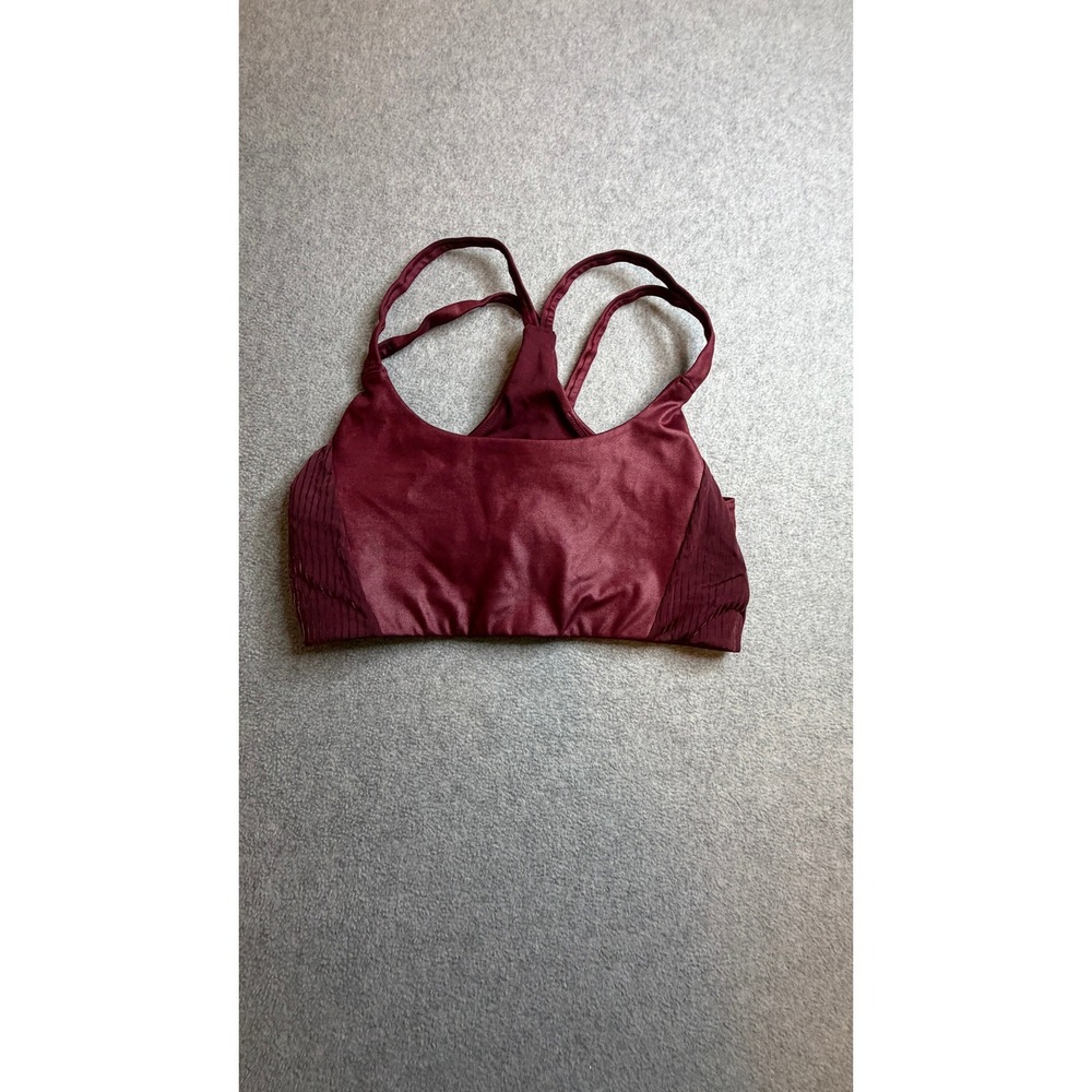 Fabletics Burgundy Strappy Racerback Sports Bra Ribbed Textured Maroon Small